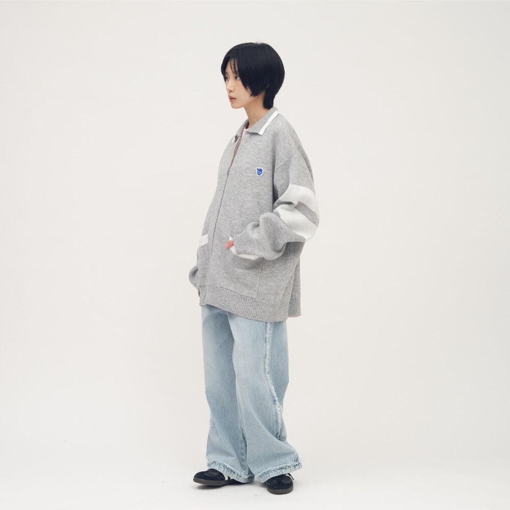 小P社長開襟拉鍊針織衫