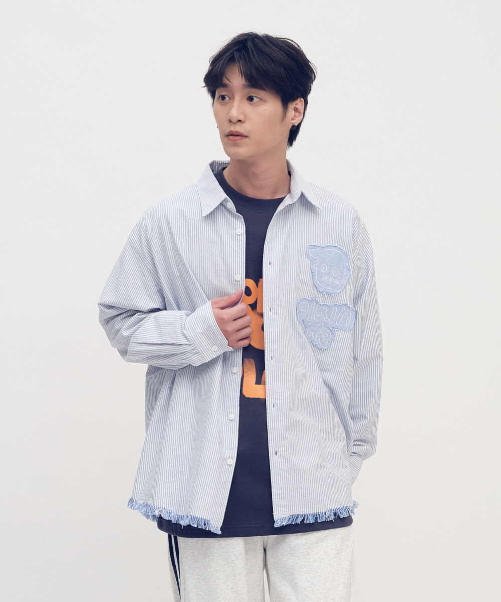 小P社長拼布長袖襯衫