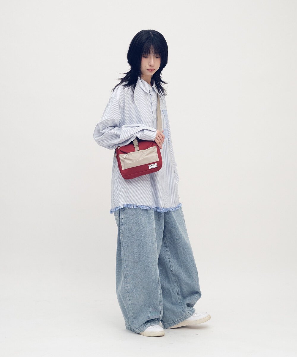 小P社長拼布長袖襯衫