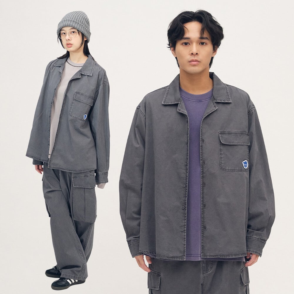 小P社長水洗長袖襯衫