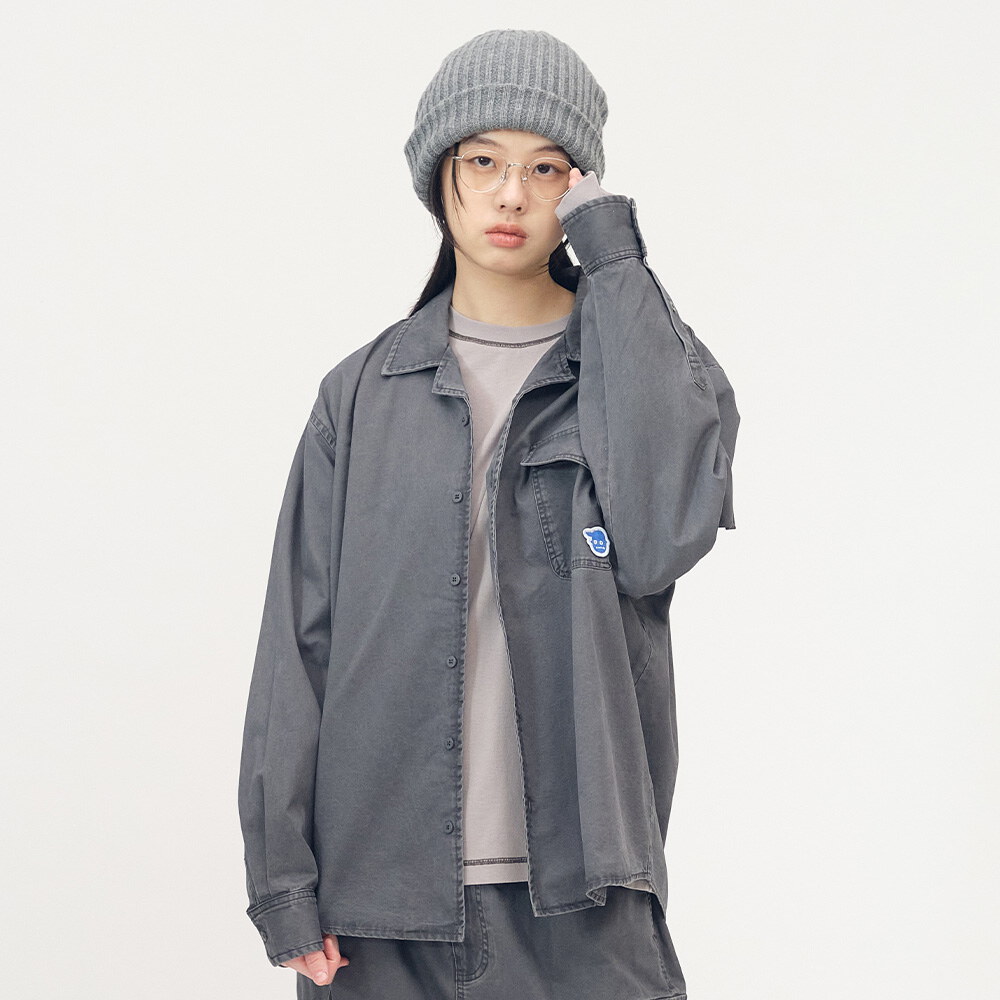 小P社長水洗長袖襯衫