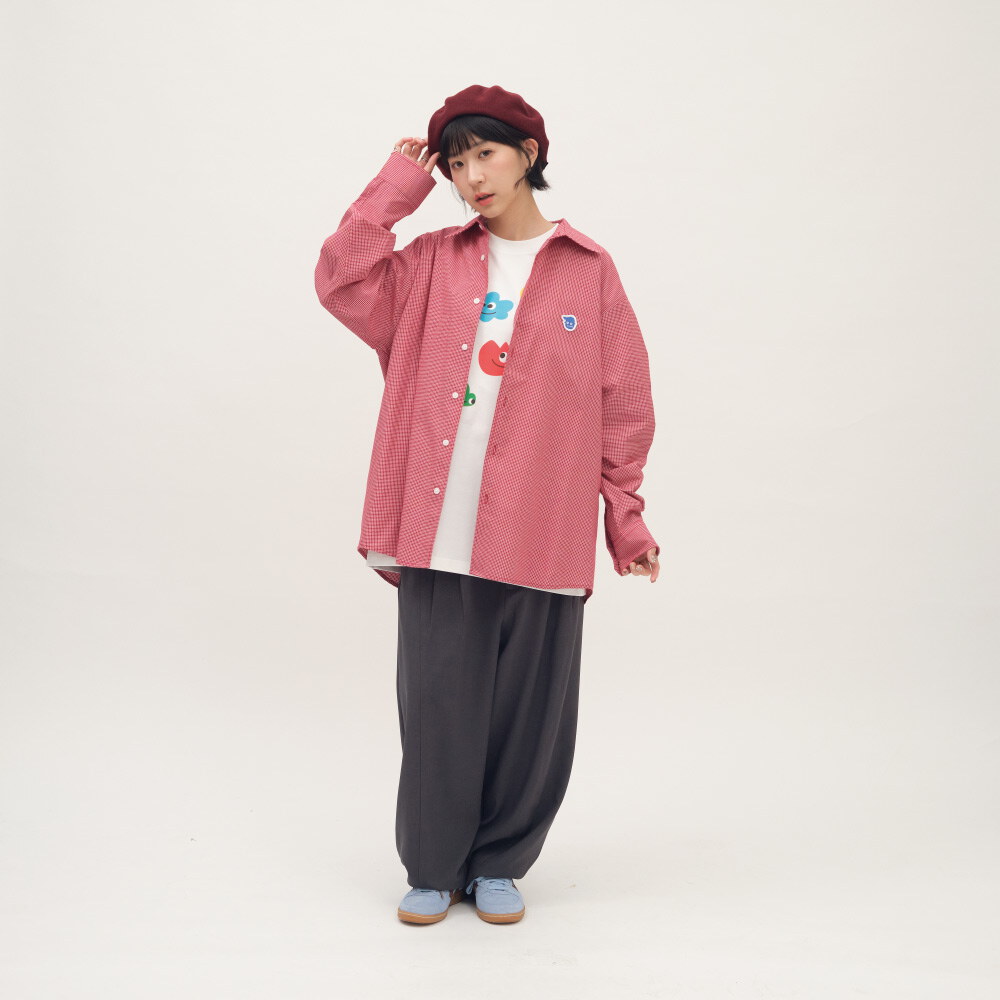 小P社長格紋長袖襯衫