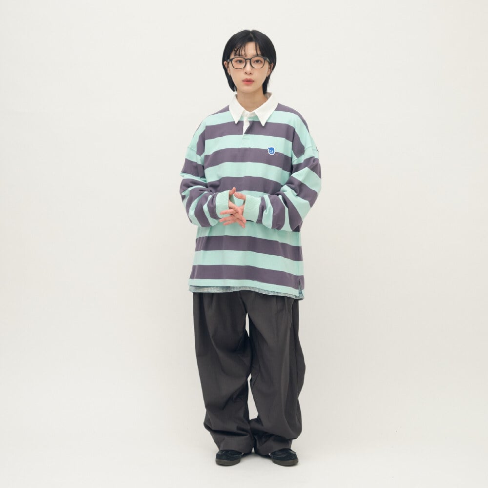 小P社長條紋長袖POLO衫