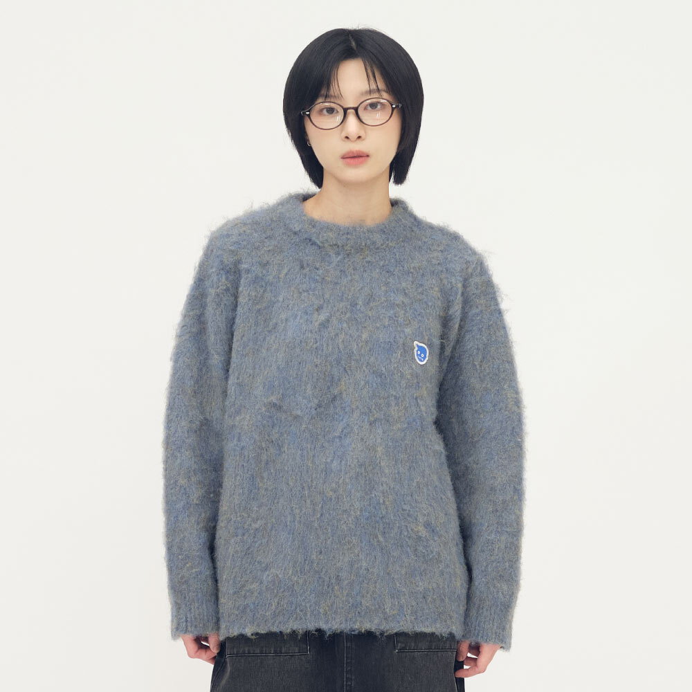 小P社長毛絨針織圓領毛衣