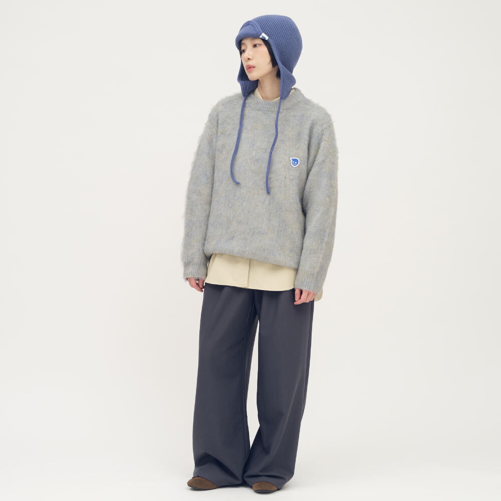 小P社長毛絨針織圓領毛衣