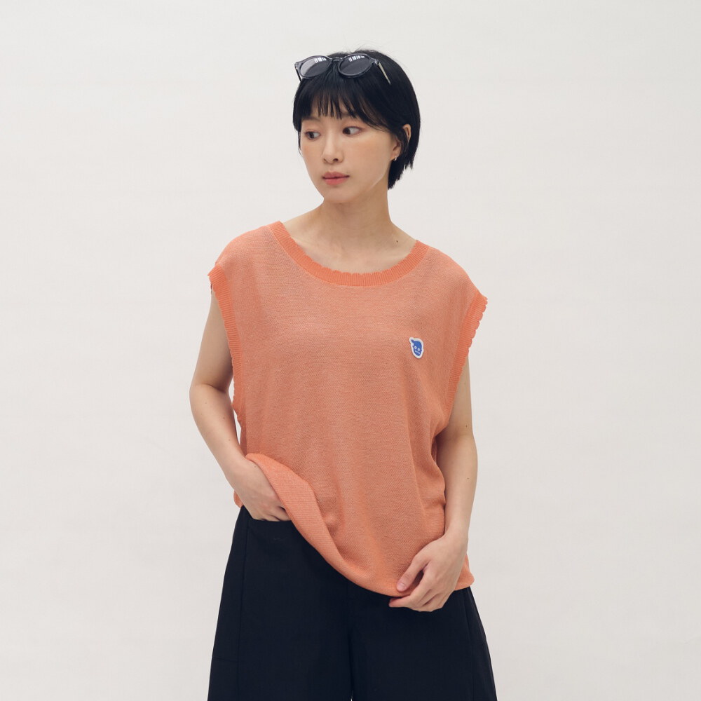 小P社長緹花簍空針織背心