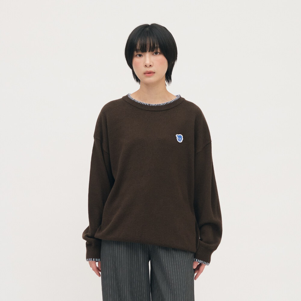小P社長跳色花邊針織上衣