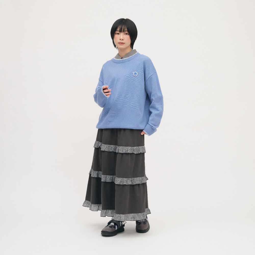 小P社長跳色花邊針織上衣