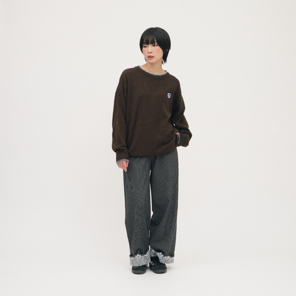 小P社長跳色花邊針織上衣