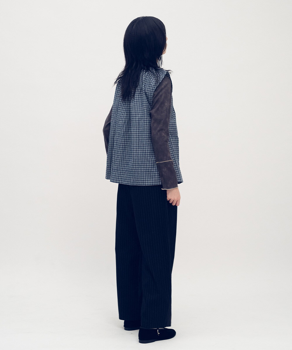 小P社長拼接寬褲