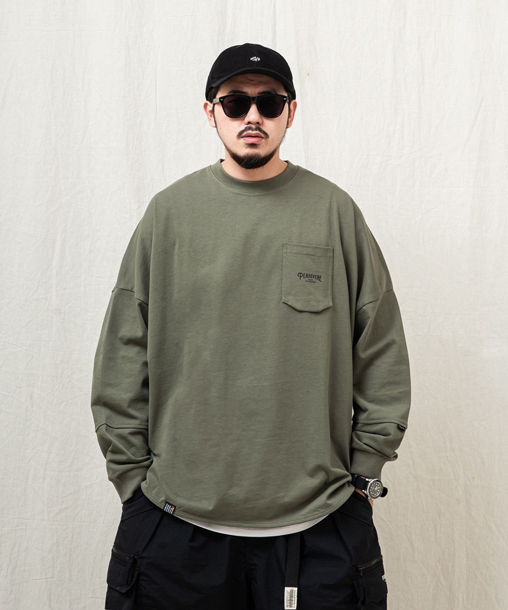 寬版口袋長TEE HEXAGONAL POCKET LS T-SHIRT