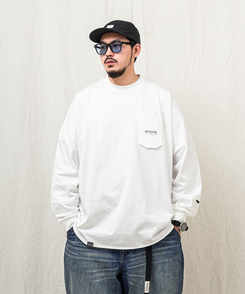 寬版口袋長TEE HEXAGONAL POCKET LS T-SHIRT