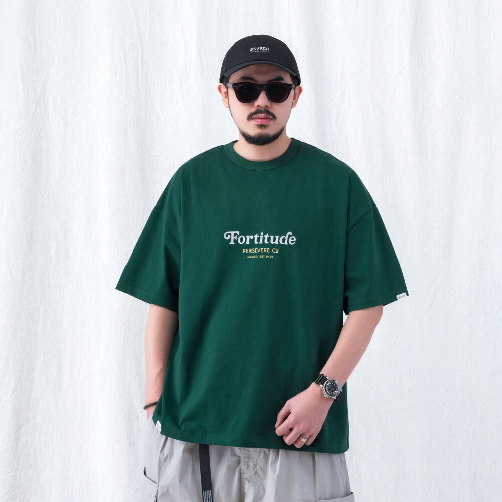 復古棕熊圖像T CHAIN-STITCH EMBROIDERED LETTERING T-SHIRT