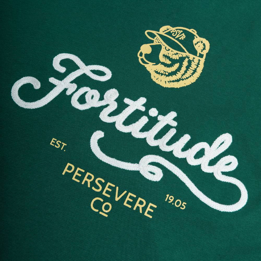 復古棕熊圖像T CHAIN-STITCH EMBROIDERED LETTERING T-SHIRT