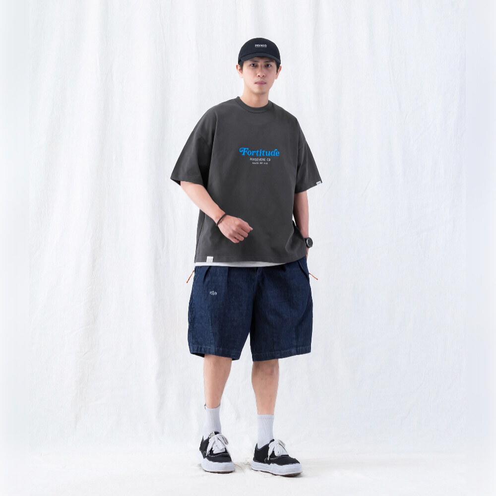 復古棕熊圖像T CHAIN-STITCH EMBROIDERED LETTERING T-SHIRT