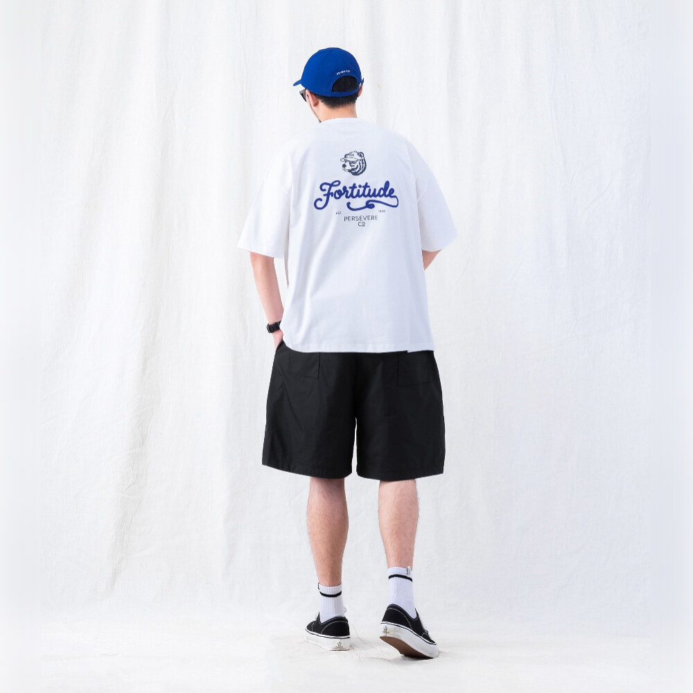 復古棕熊圖像T CHAIN-STITCH EMBROIDERED LETTERING T-SHIRT