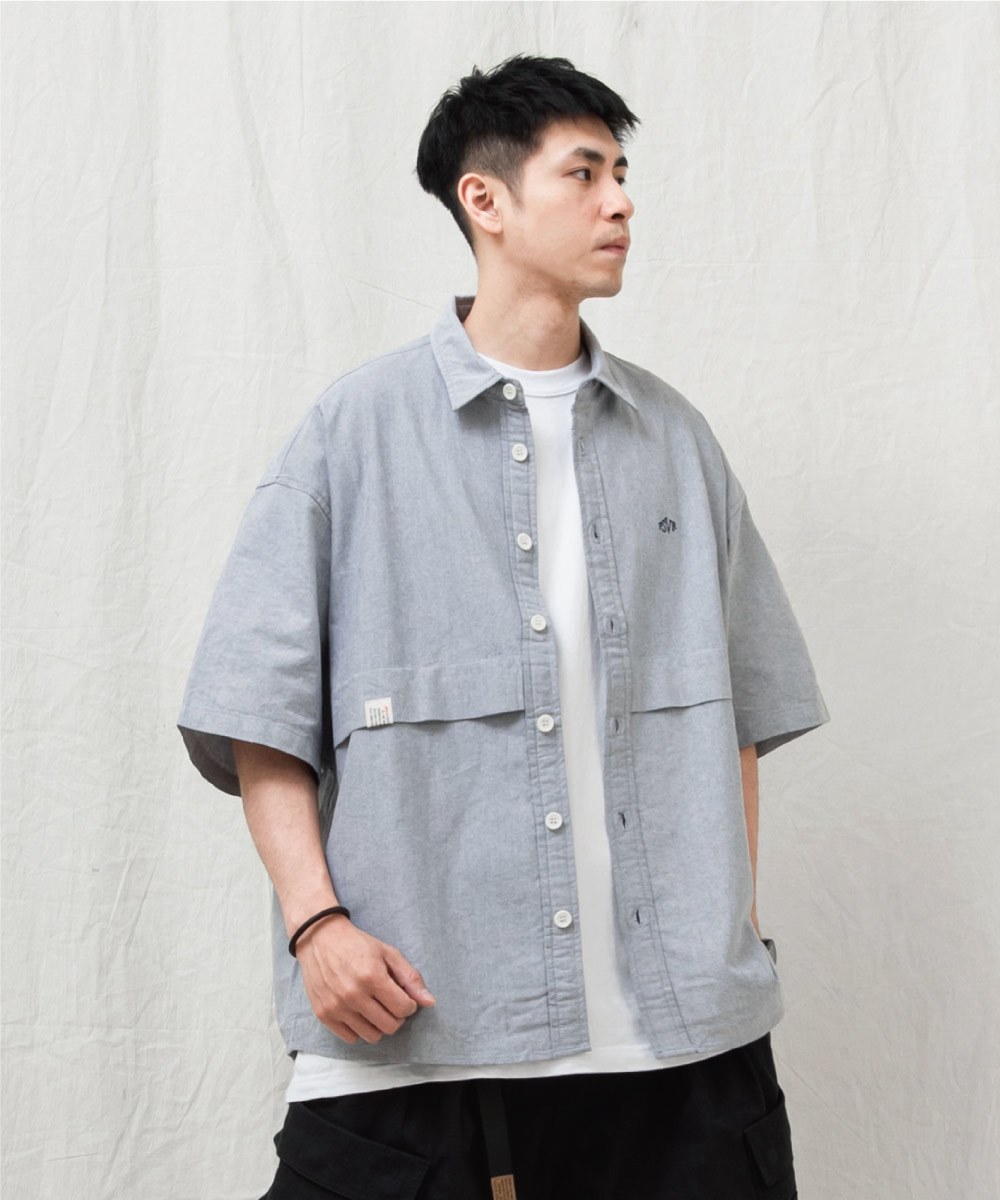 拼接寬版襯衫 SPLICED DESIGN OVERSIZED SHIRT