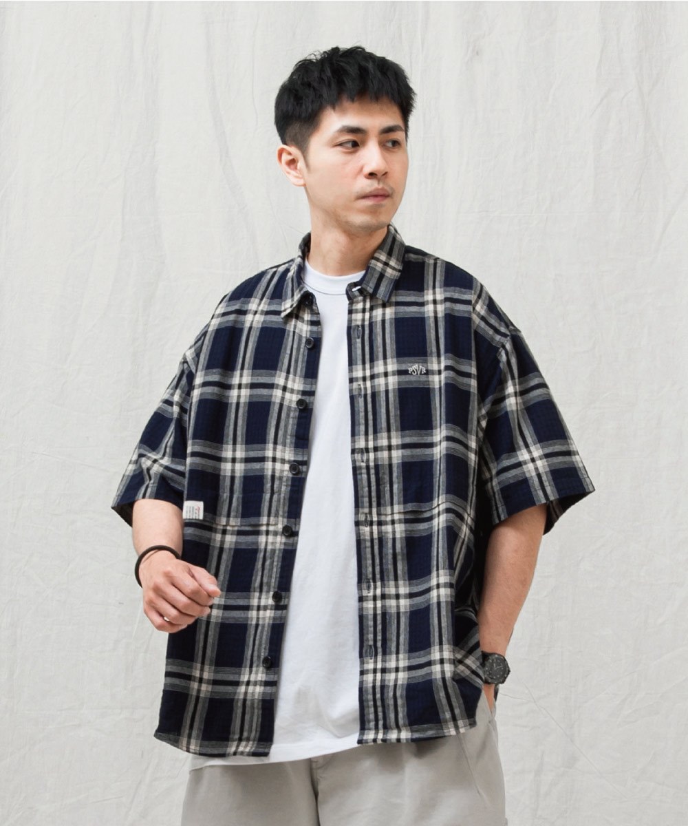 拼接寬版襯衫 SPLICED DESIGN OVERSIZED SHIRT