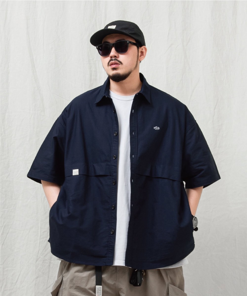 拼接寬版襯衫 SPLICED DESIGN OVERSIZED SHIRT