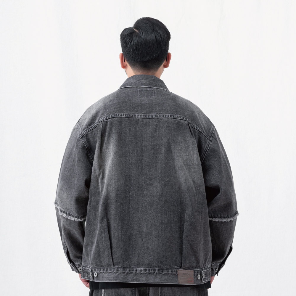 限定抽鬚牛仔外套 vintage washed frayed denim jacket