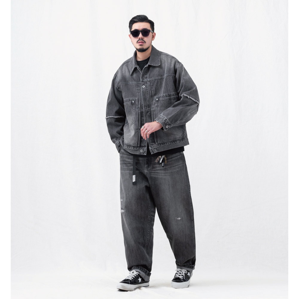 限定抽鬚牛仔外套 vintage washed frayed denim jacket