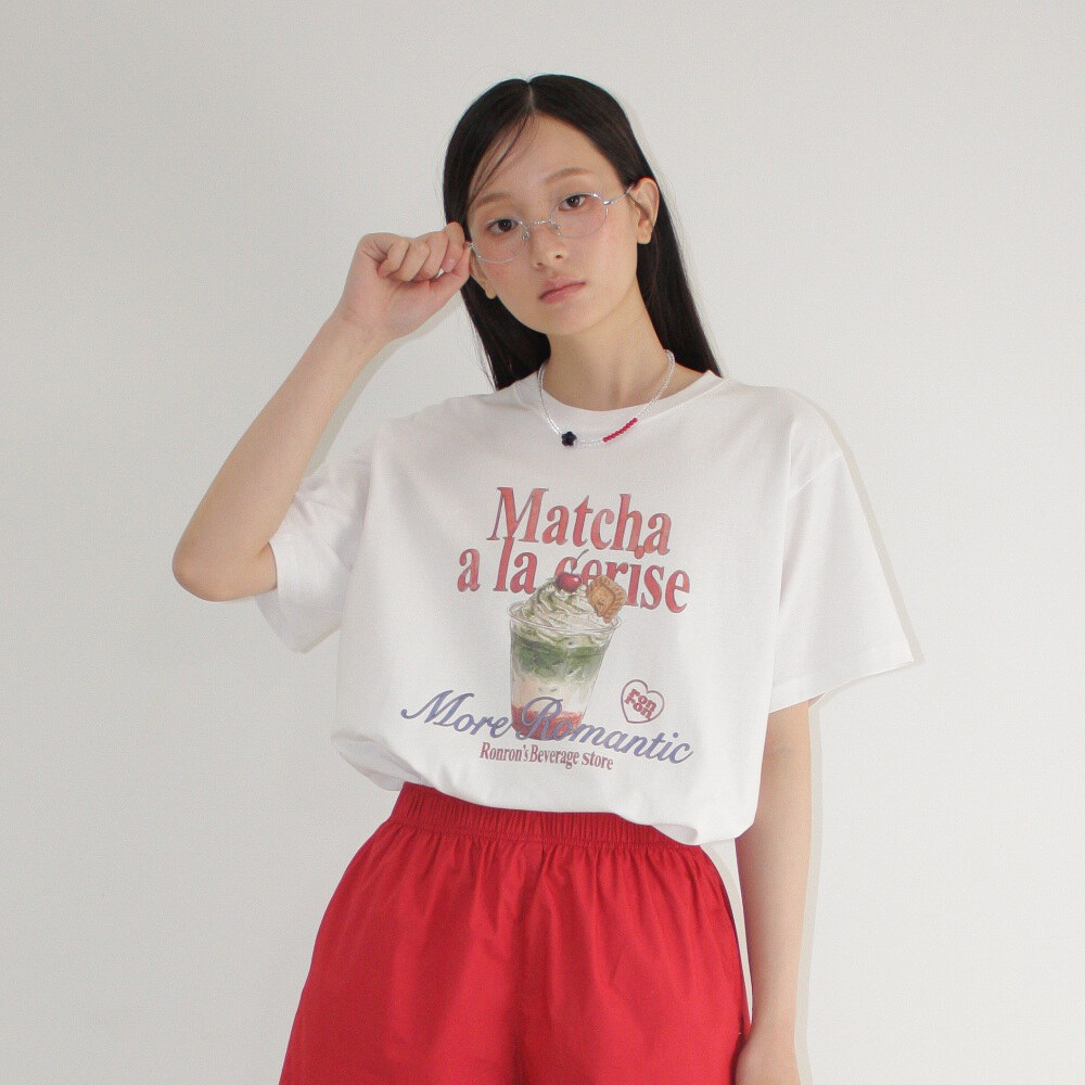 印花上衣 CREAM MATCHA BASIC FIT T SHIRT