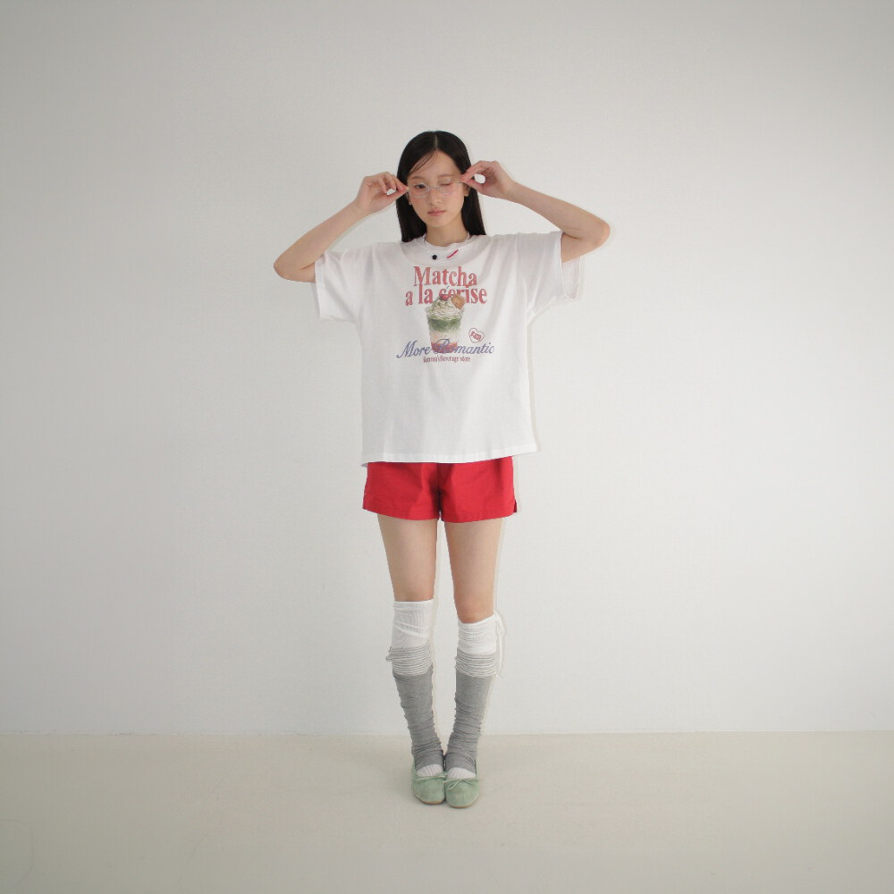 印花上衣 CREAM MATCHA BASIC FIT T SHIRT