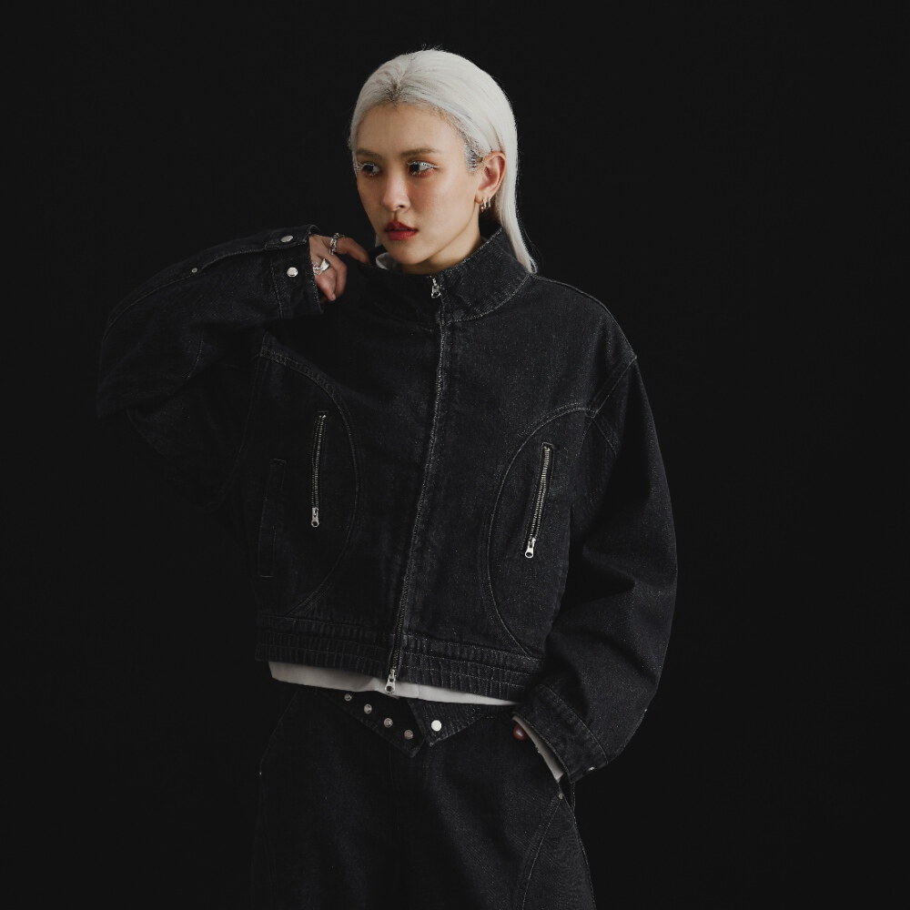 Stand Collar Denim Jacket