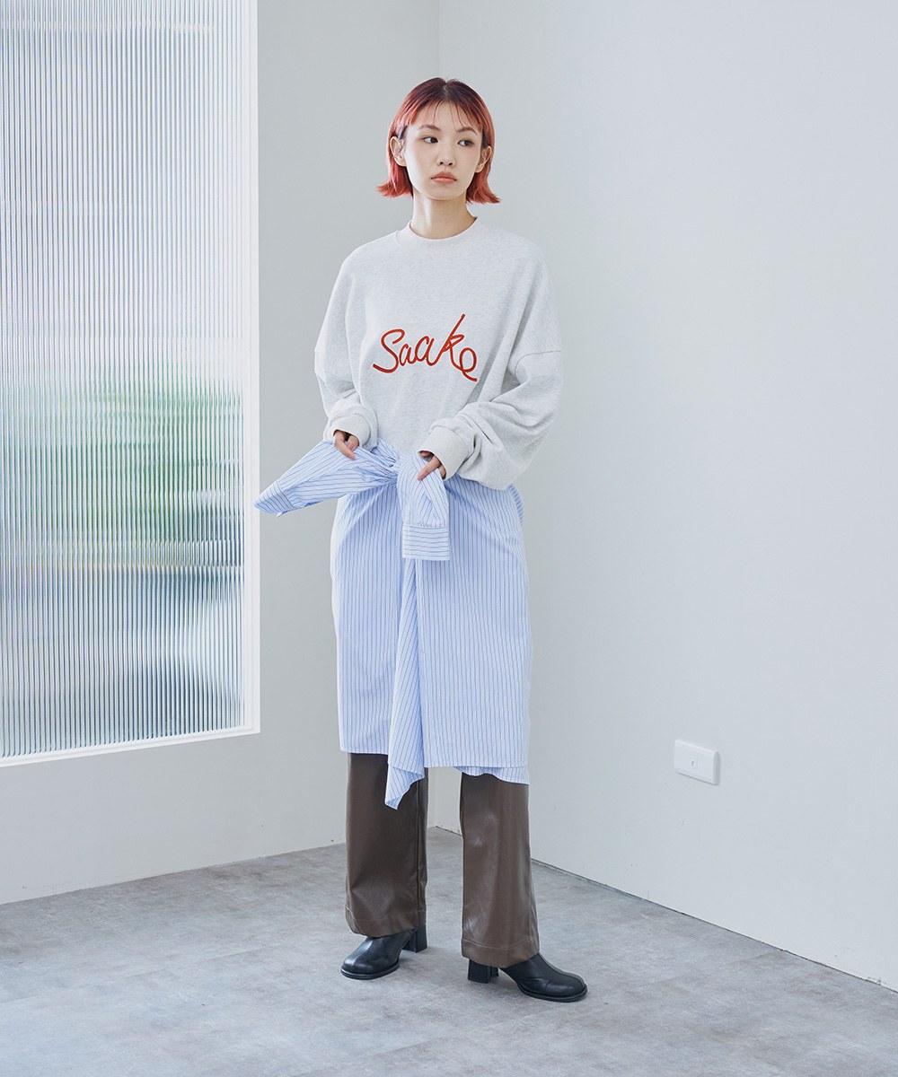 SAAKO刺繡鬆身大學Tee