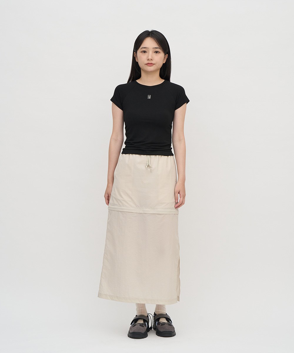 連肩袖刺繡短TEE