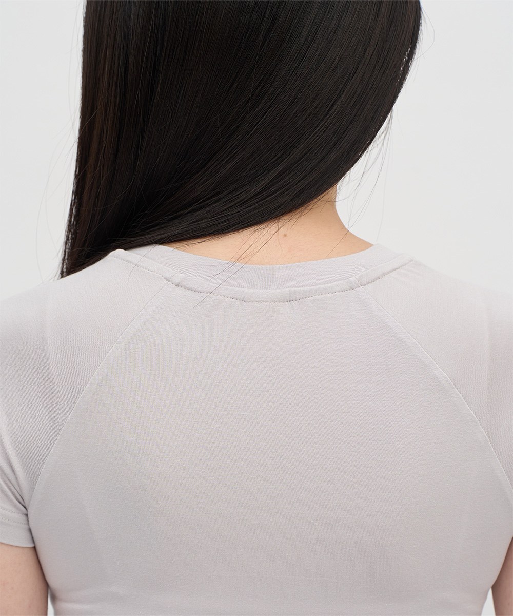 連肩袖刺繡短TEE