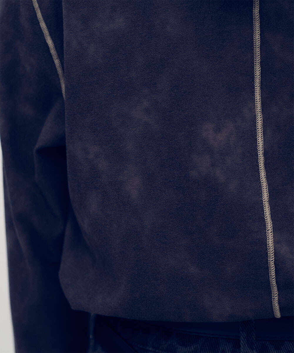 雪花絨感木耳邊上衣