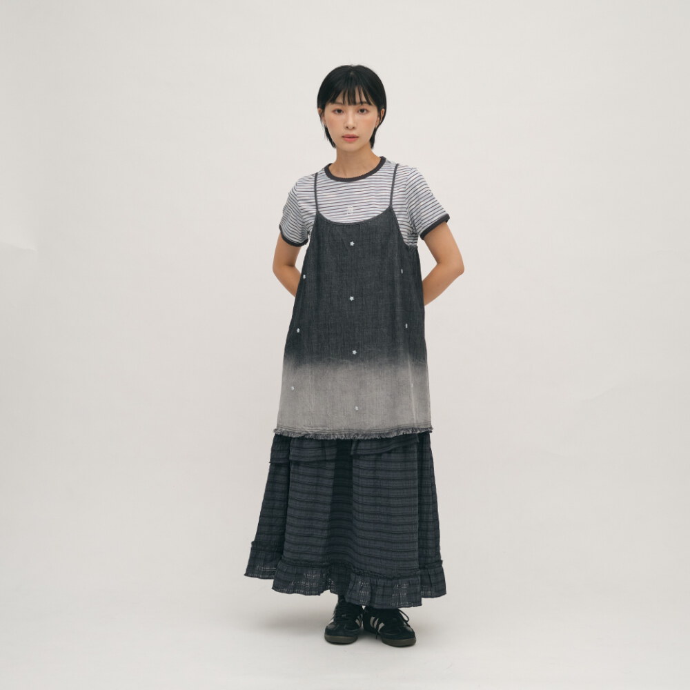 蕾絲花邊條紋TEE