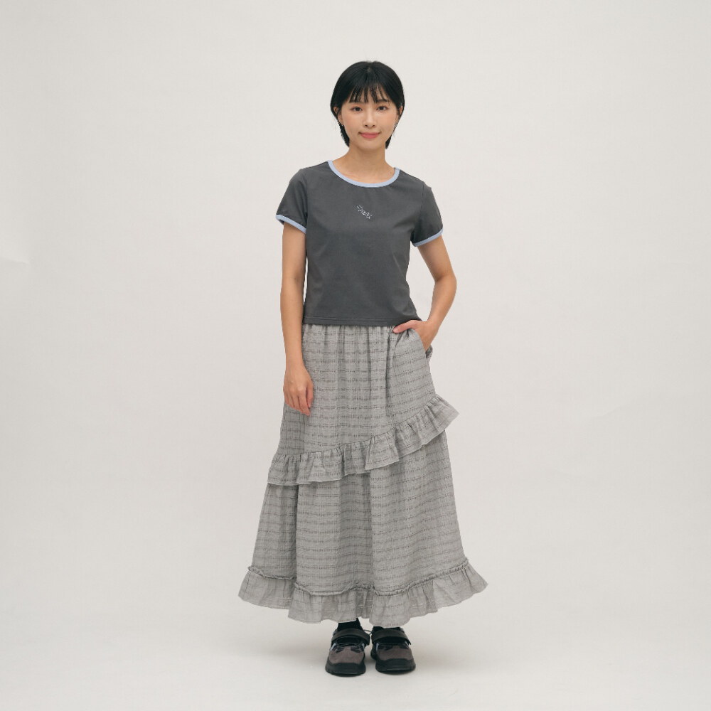 流星刺繡拼接合肩TEE