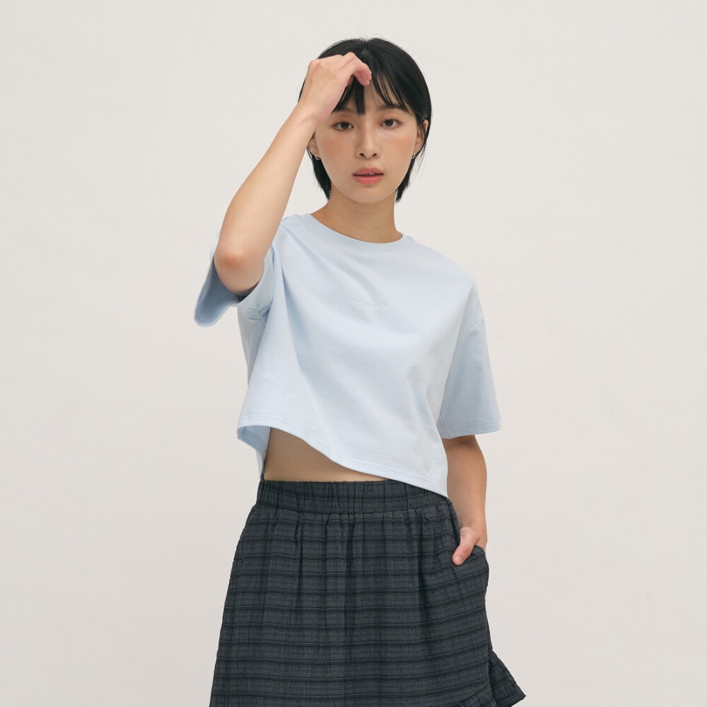 五分寬袖寬短TEE
