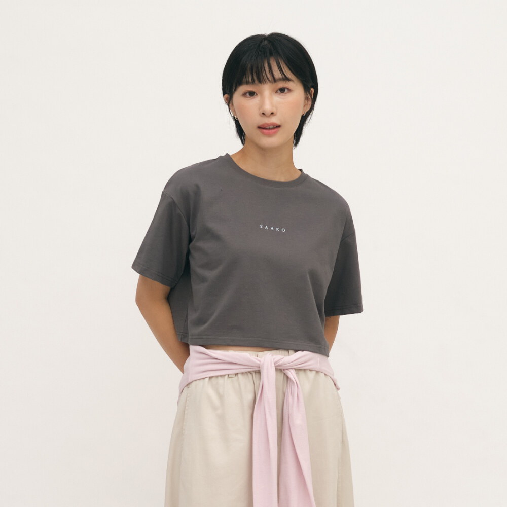 五分寬袖寬短TEE