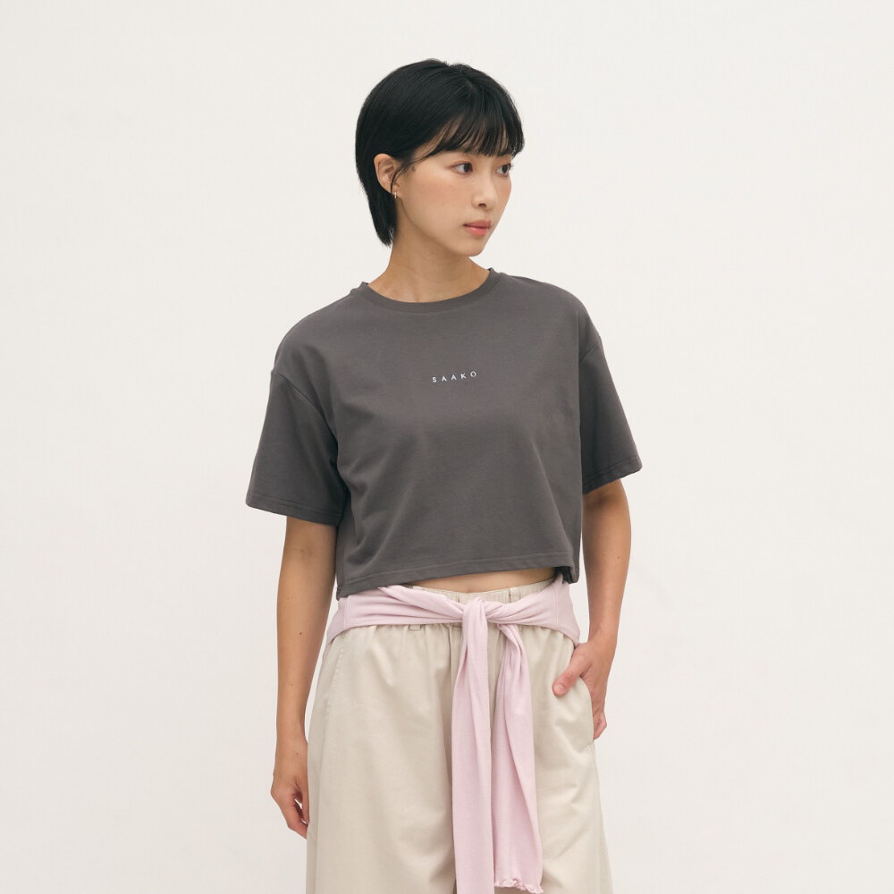 五分寬袖寬短TEE