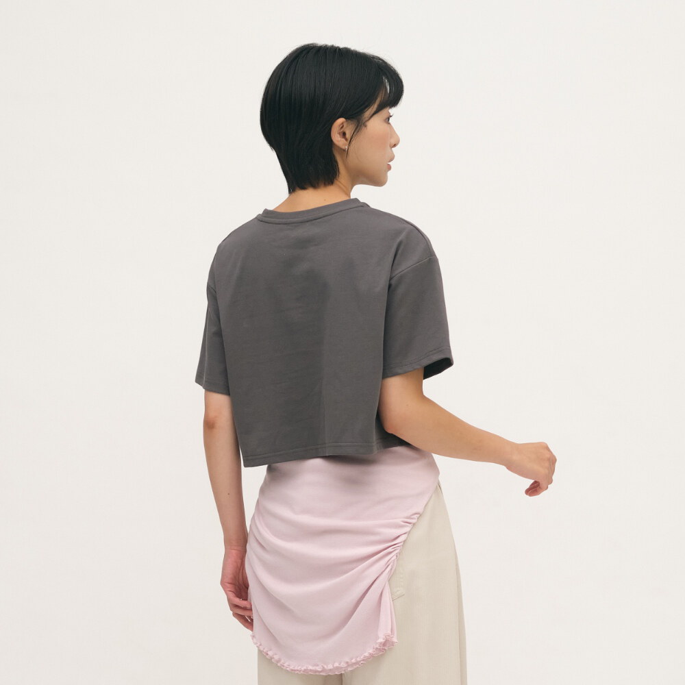 五分寬袖寬短TEE