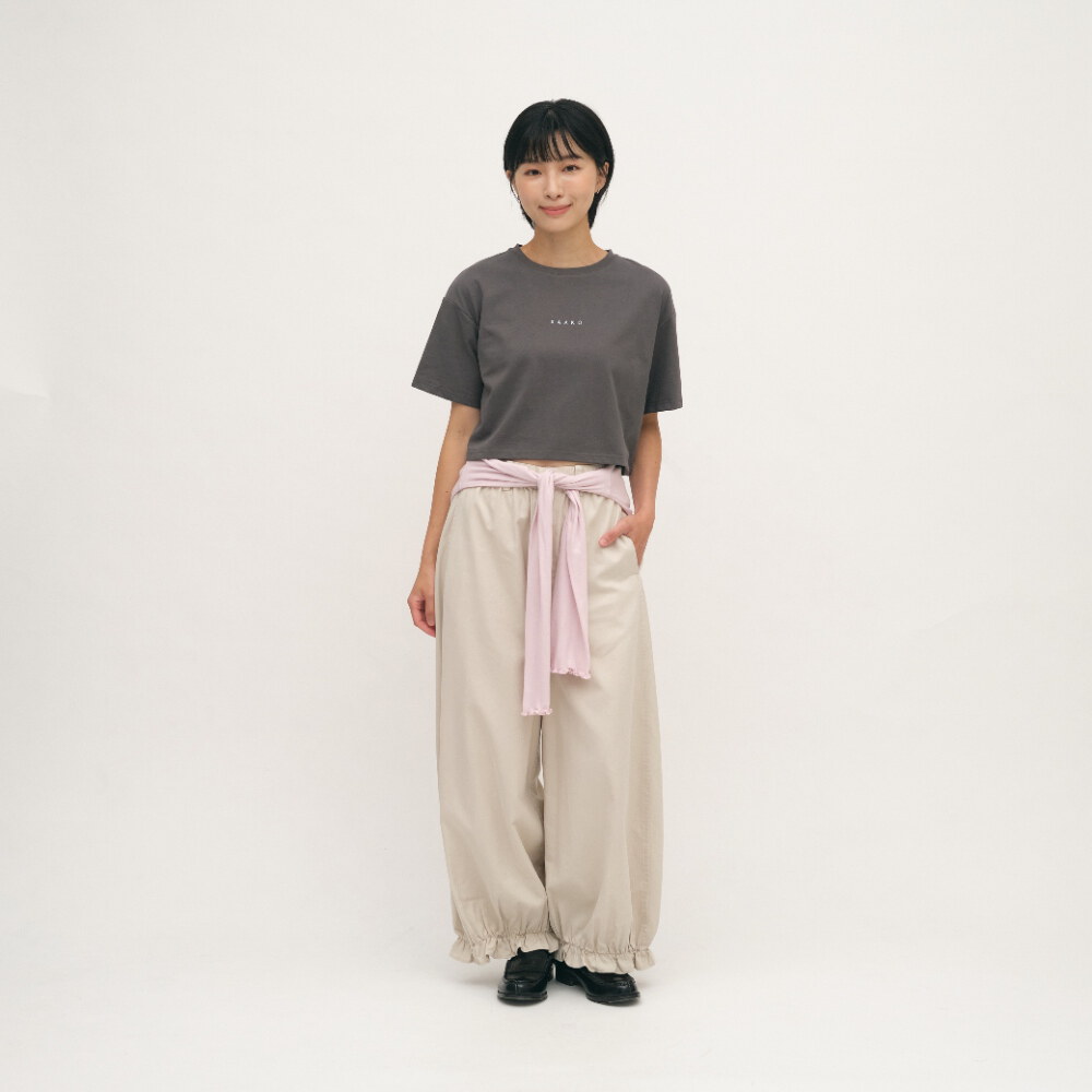 五分寬袖寬短TEE