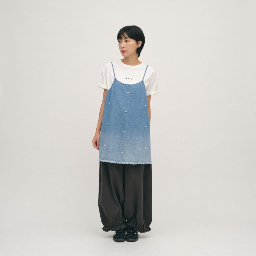 五分寬袖寬短TEE