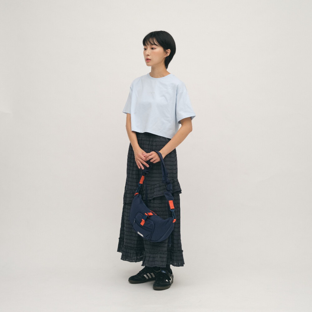 五分寬袖寬短TEE