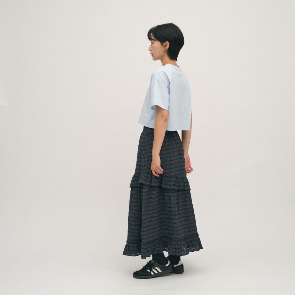 五分寬袖寬短TEE
