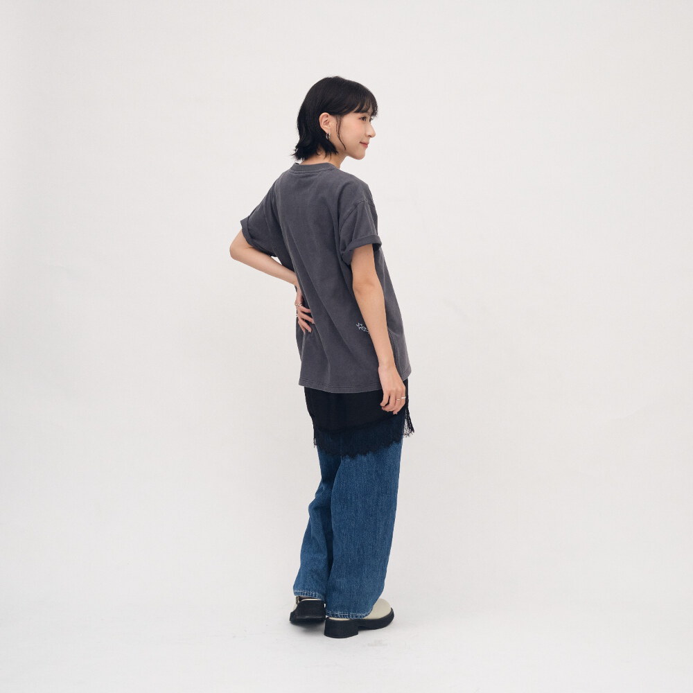 SAAKO 刺繡寬鬆水洗tee