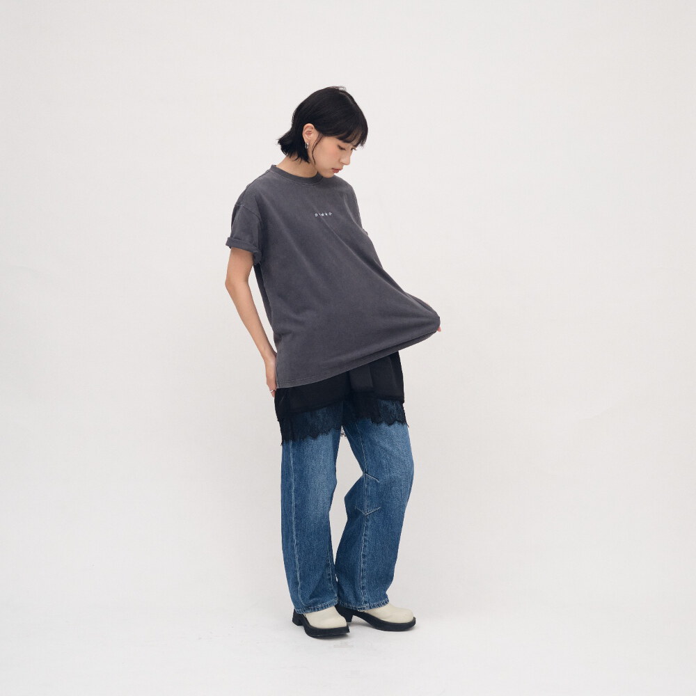 SAAKO 刺繡寬鬆水洗tee