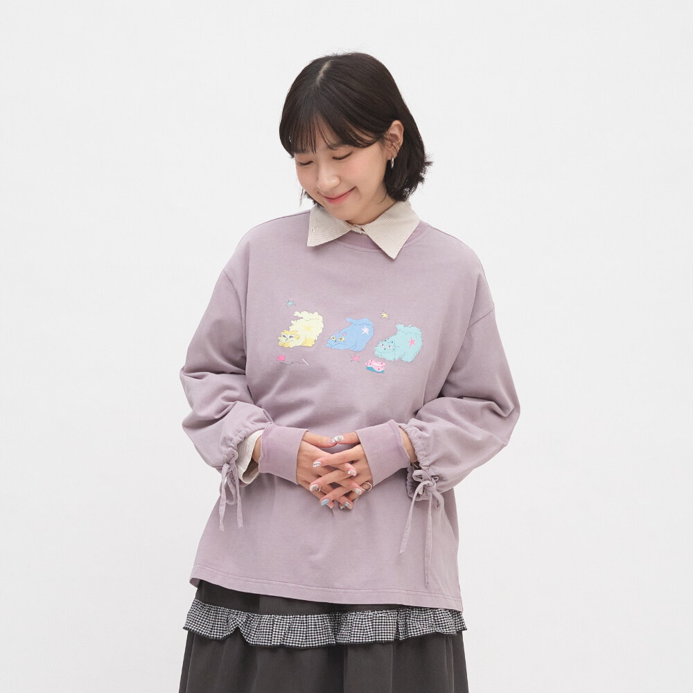 袖口綁帶貓貓水洗tee