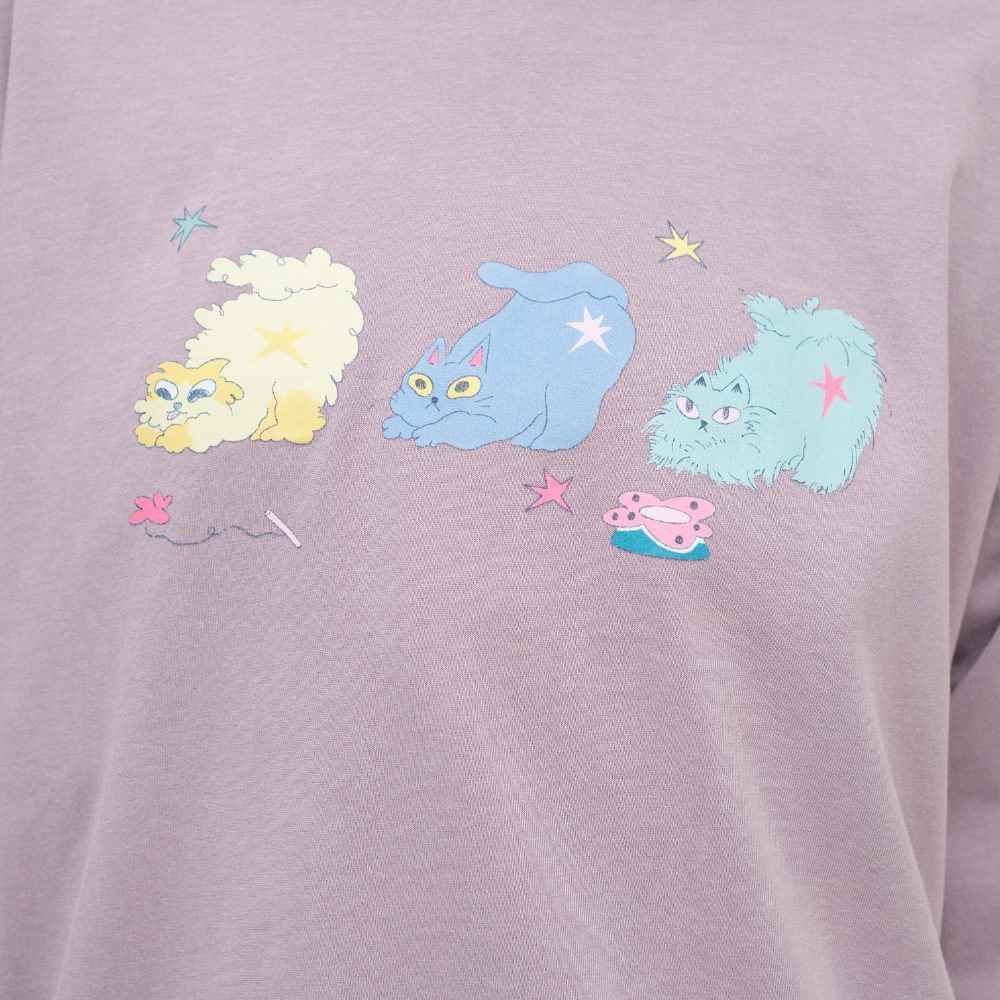 袖口綁帶貓貓水洗tee