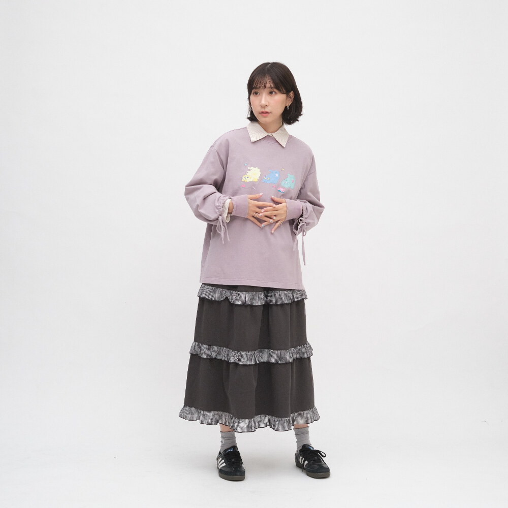 袖口綁帶貓貓水洗tee