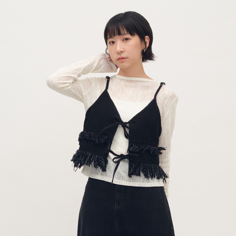 2WAY 流蘇丹寧背心