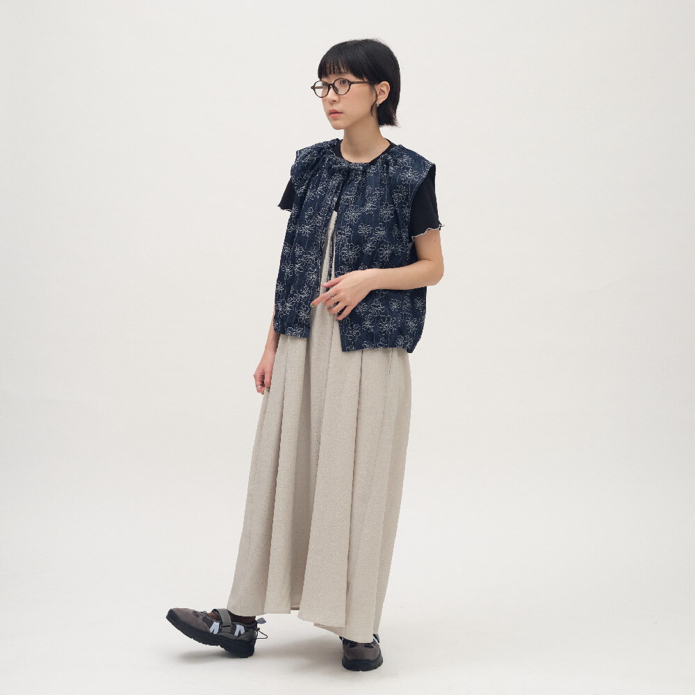 丹寧氣球下擺綁帶背心