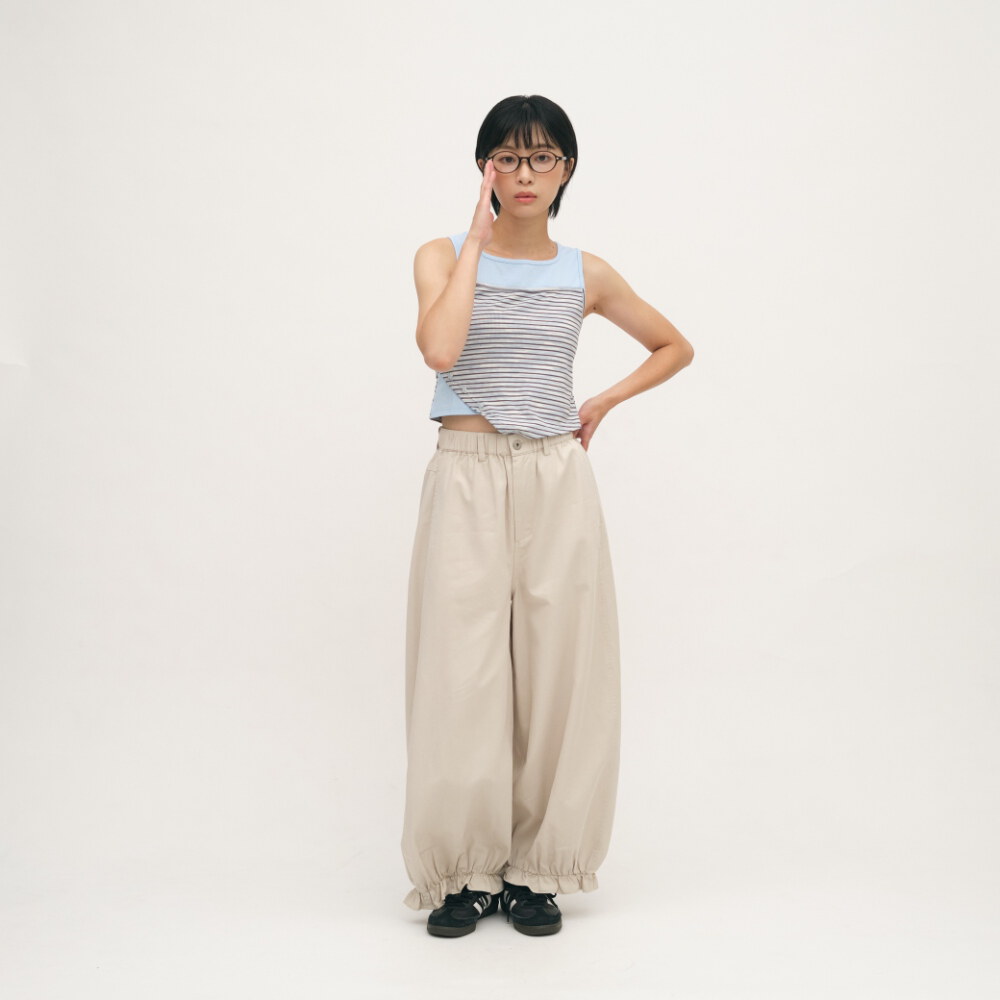 假兩件條紋拼接背心